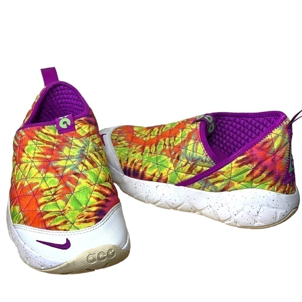 Nike acg Chunky Sneakers Men Sz 9.5 Tie-Dye Purple Green  Slip on Shoes cw2463